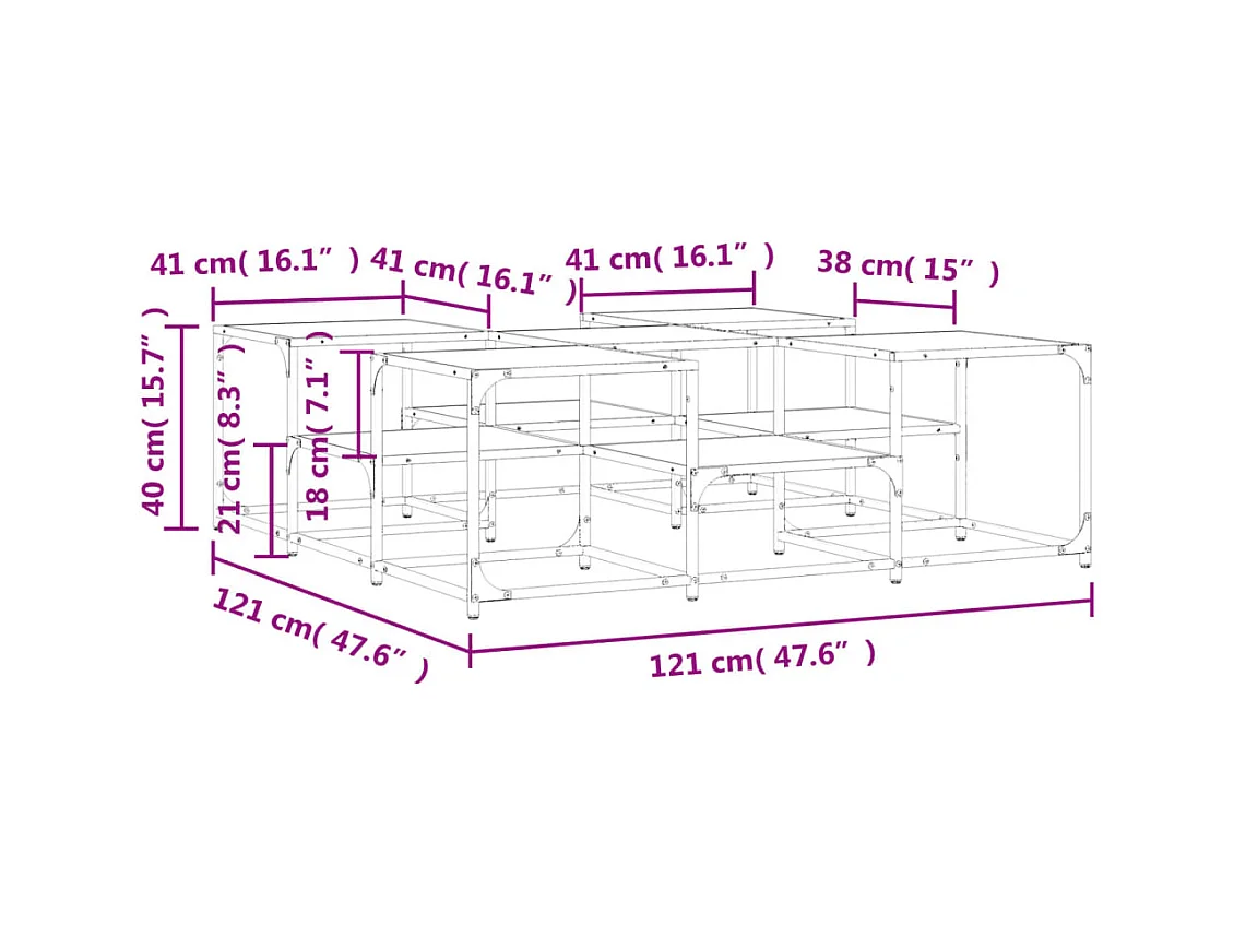 Table basse chêne fumé 121x121x40 bois d'ingénierie