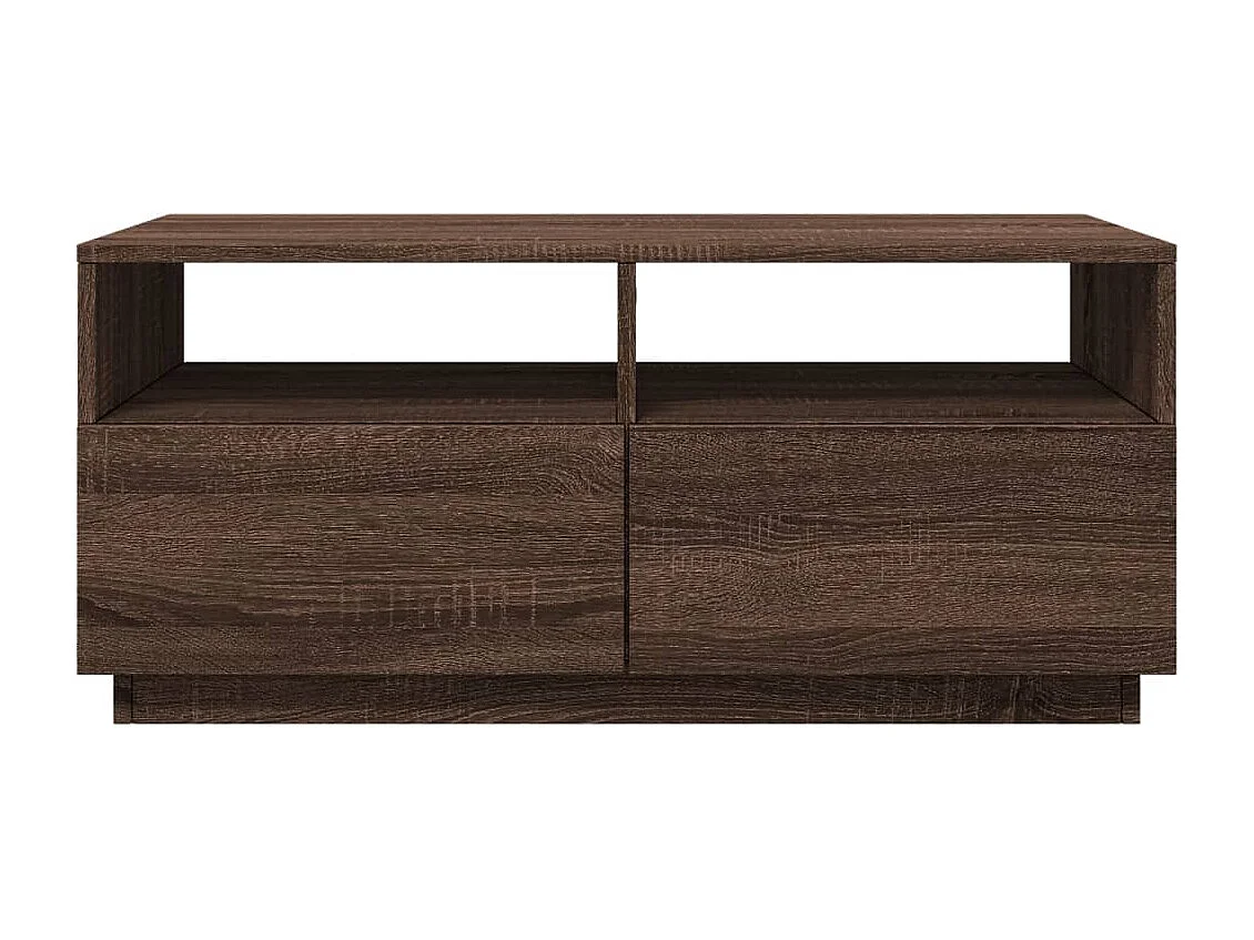 Table basse avec lumières LED chêne marron 90x49x40