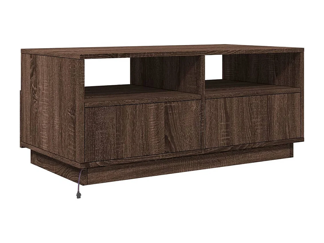 Table basse avec lumières LED chêne marron 90x49x40