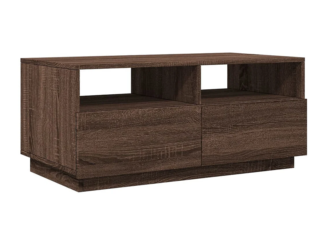 Table basse avec lumières LED chêne marron 90x49x40