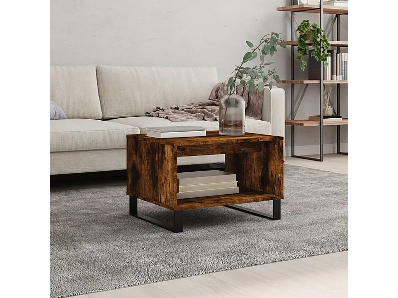 Table basse chêne fumé 60x50x40 bois d'ingénierie