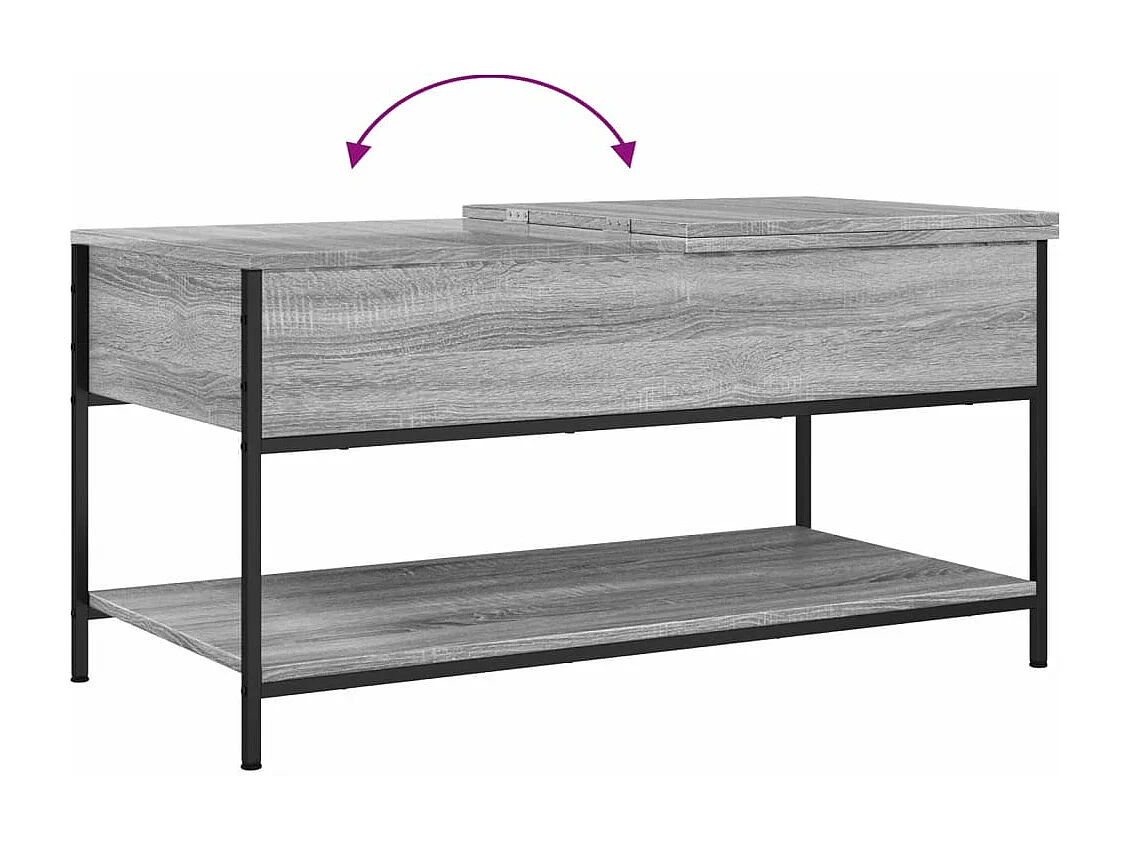 Table basse sonoma gris 100x50x50 bois d'ingénierie et métal