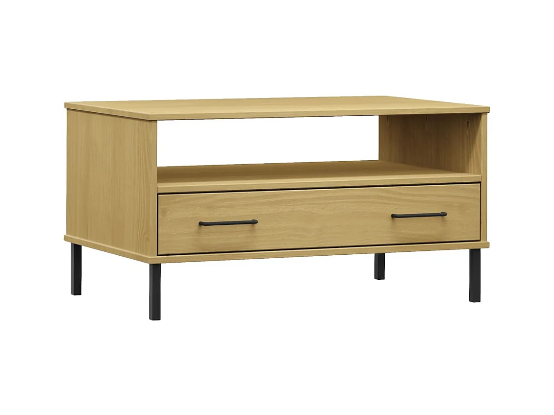 Table basse avec pieds en métal Marron 85x50x45 Bois OSLO