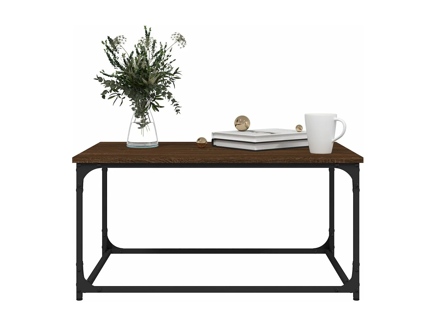 Table basse Chêne marron 80x50x40 Bois d'ingénierie et fer