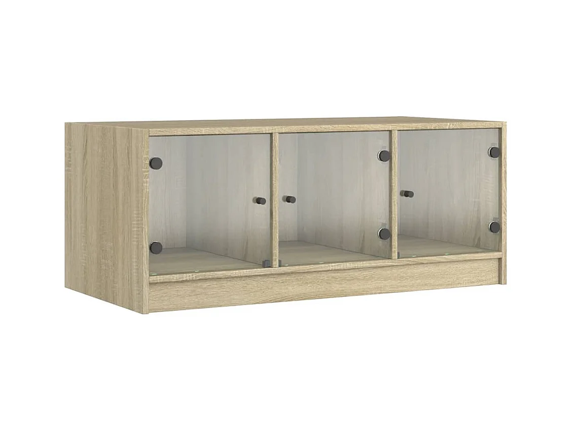 Table basse avec portes en verre chêne sonoma 102x50x42