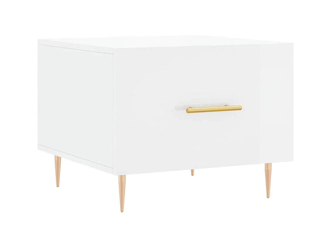Table basse blanc brillant 50x50x40 bois d'ingénierie