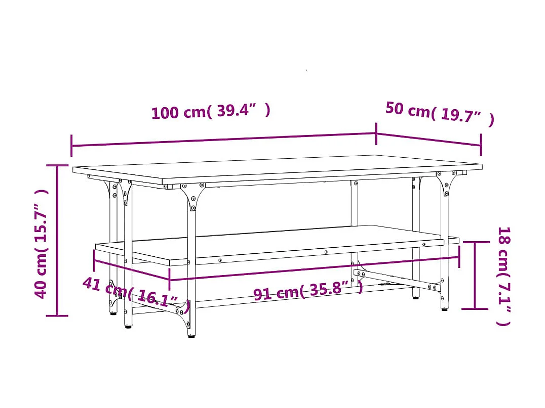 Table basse Chêne sonoma 100x50x40 Bois d'ingénierie