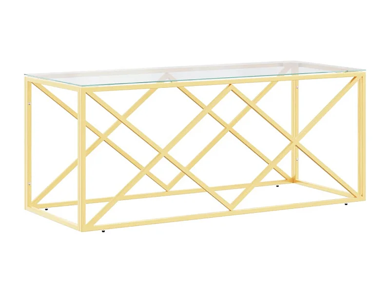 Table basse 110x45x45 acier inoxydable et verre