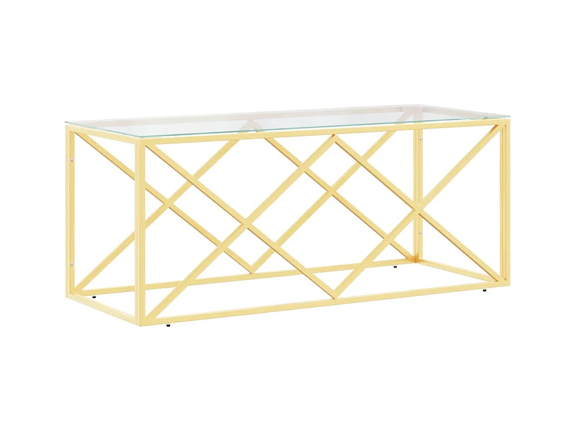 Table basse 110x45x45 acier inoxydable et verre