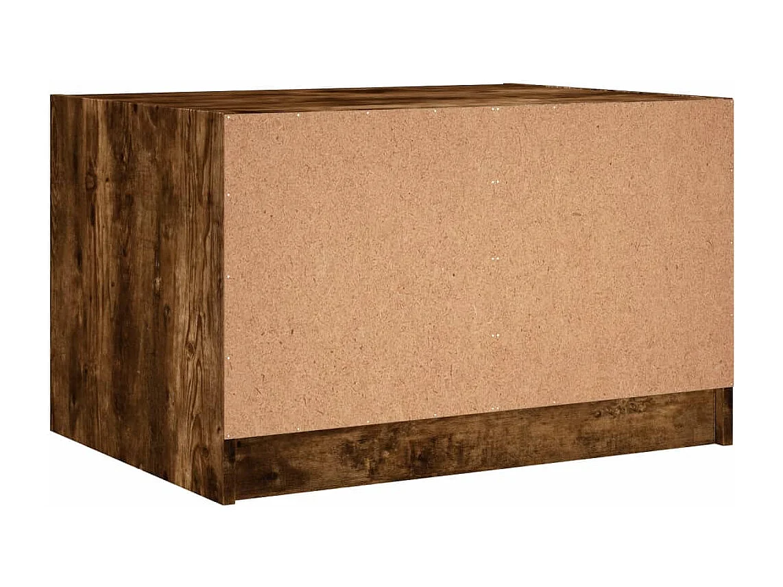 Table basse avec portes en verre chêne fumé 68x50x42