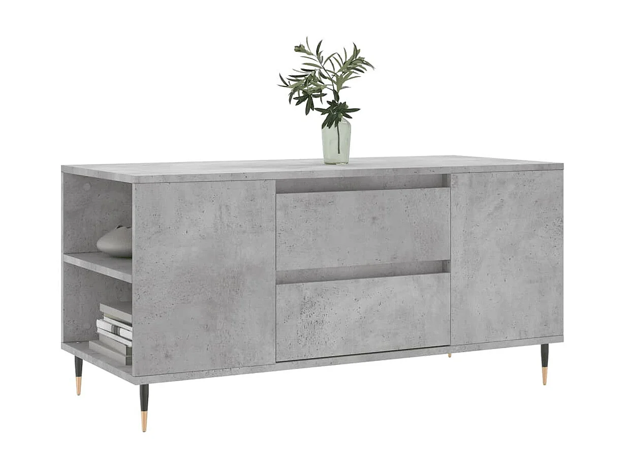 Table basse gris béton 102x44,5x50 bois d'ingénierie
