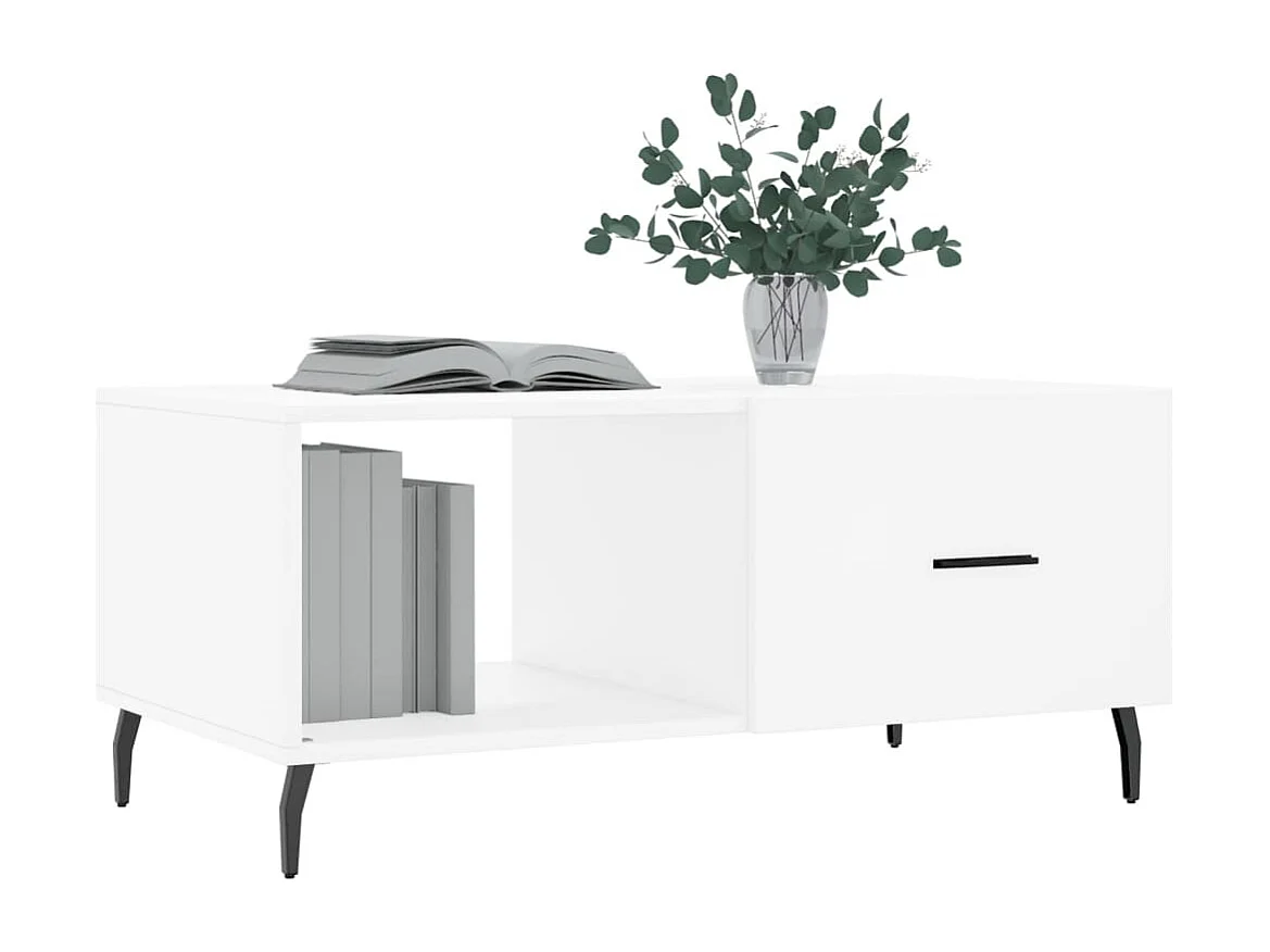 Table basse blanc 90x50x40 bois d'ingénierie