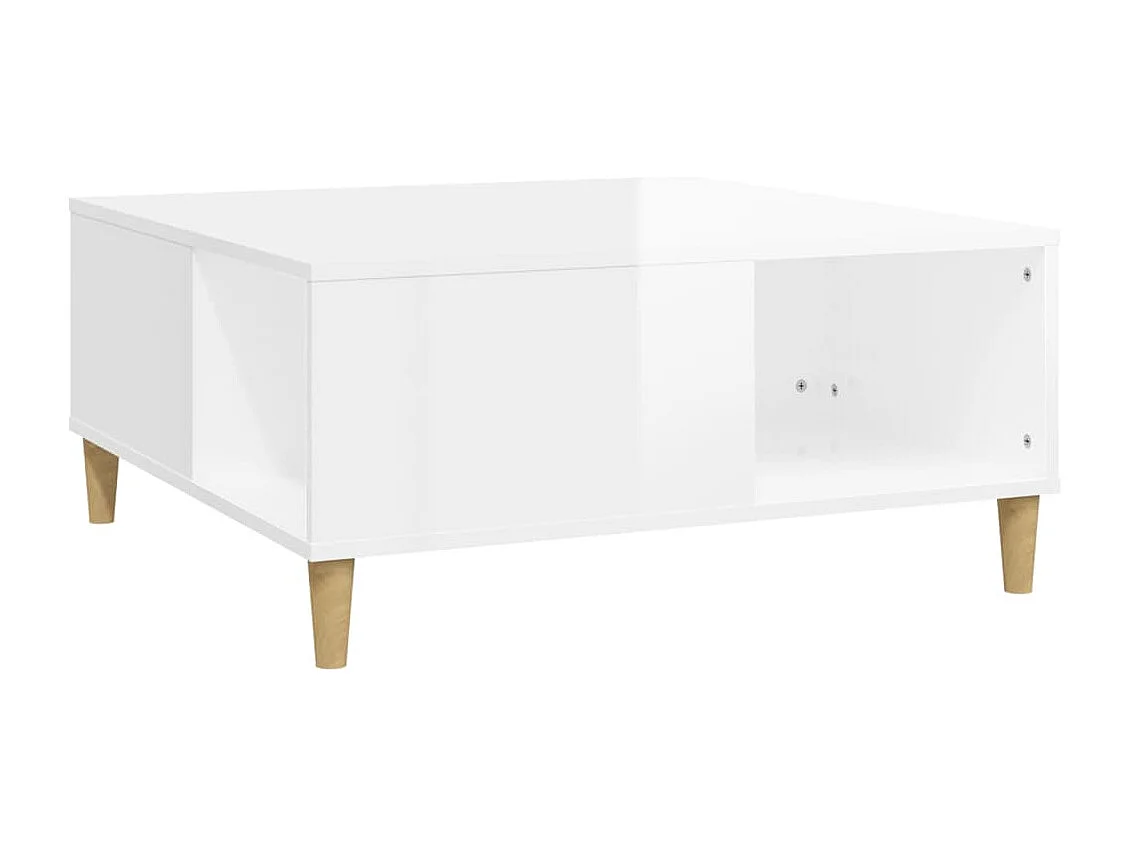Table basse blanc brillant 80x80x36,5 bois d'ingénierie
