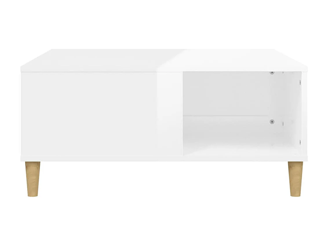 Table basse blanc brillant 80x80x36,5 bois d'ingénierie
