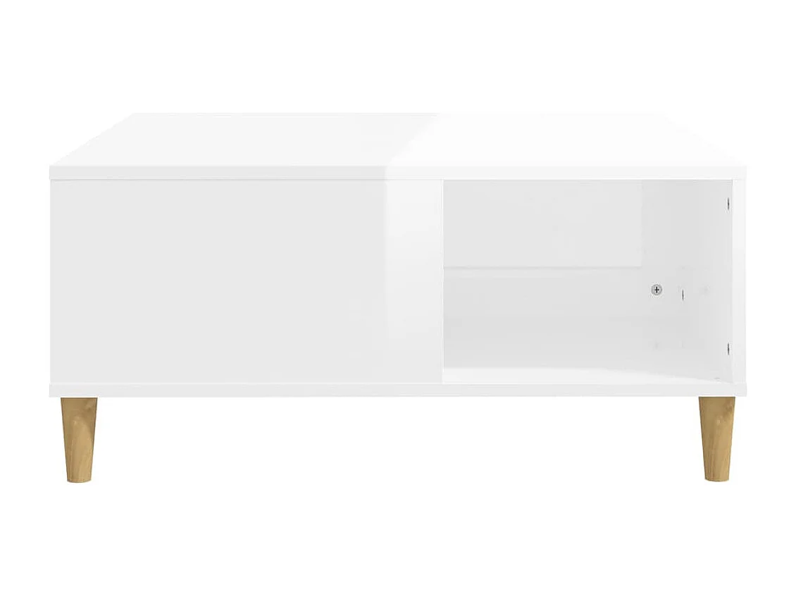 Table basse blanc brillant 80x80x36,5 bois d'ingénierie