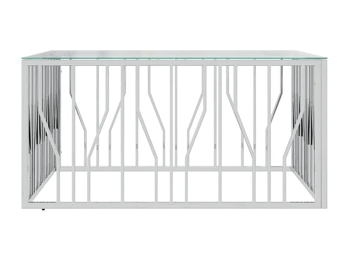 Table basse 100x100x50 acier inoxydable et verre