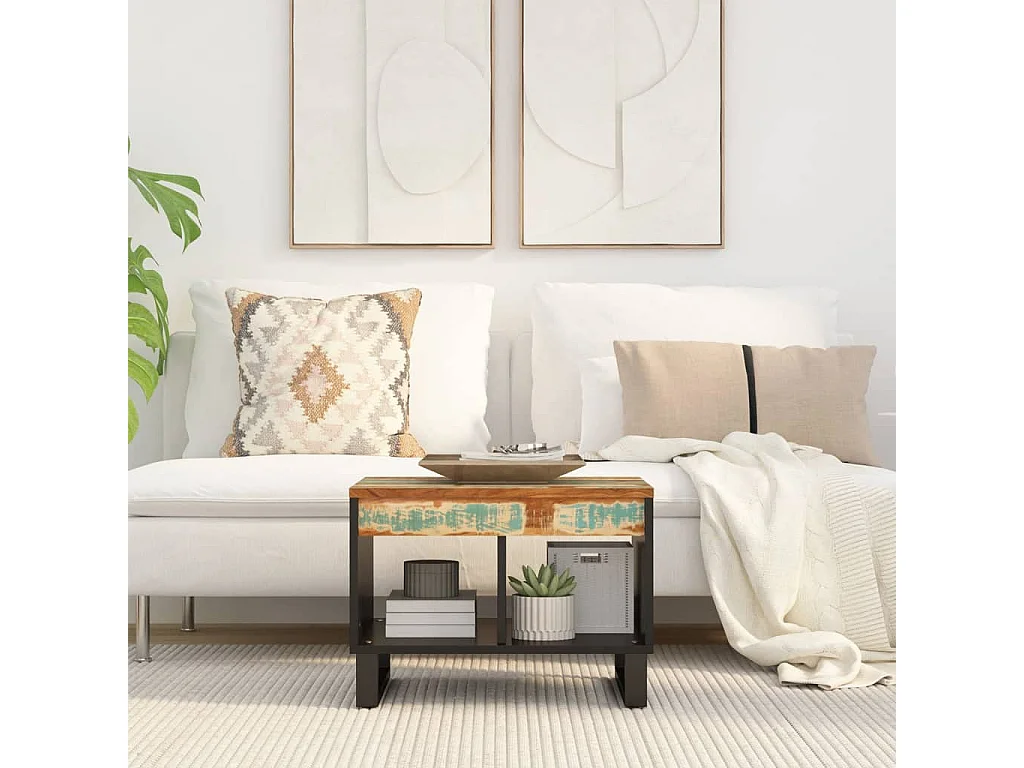 Table basse 55x50x40 bois de récupération massif