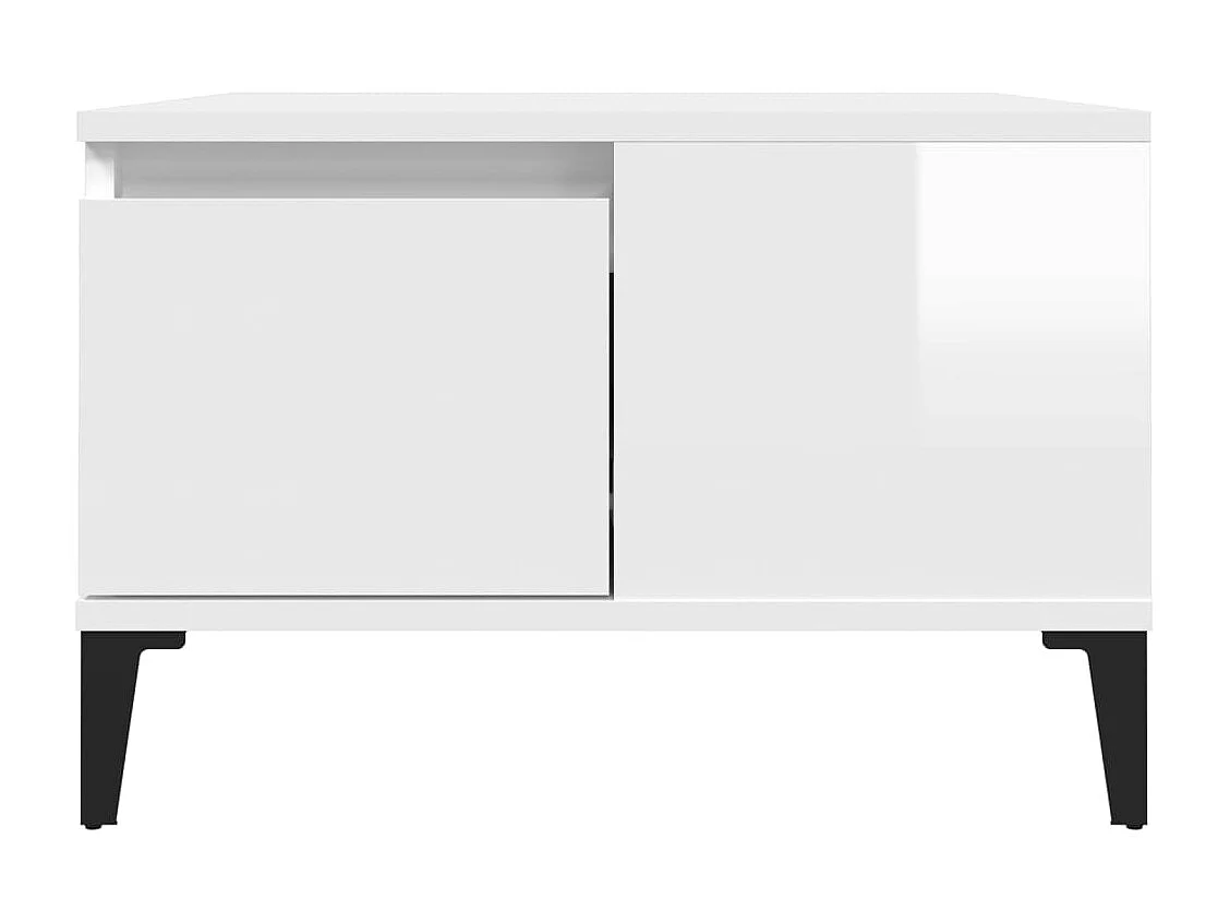 Table basse blanc brillant 55x55x36,5 bois d'ingénierie