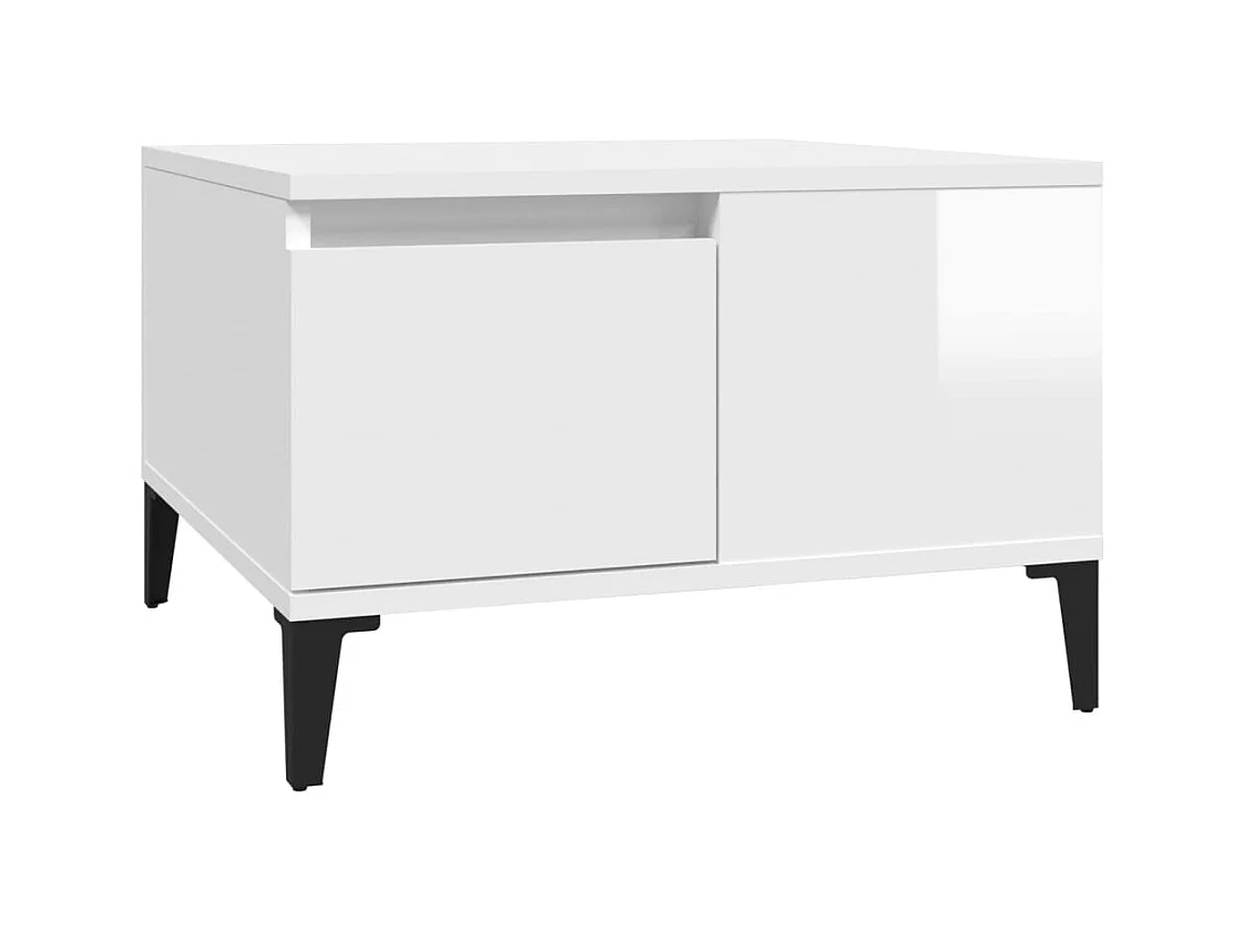 Table basse blanc brillant 55x55x36,5 bois d'ingénierie