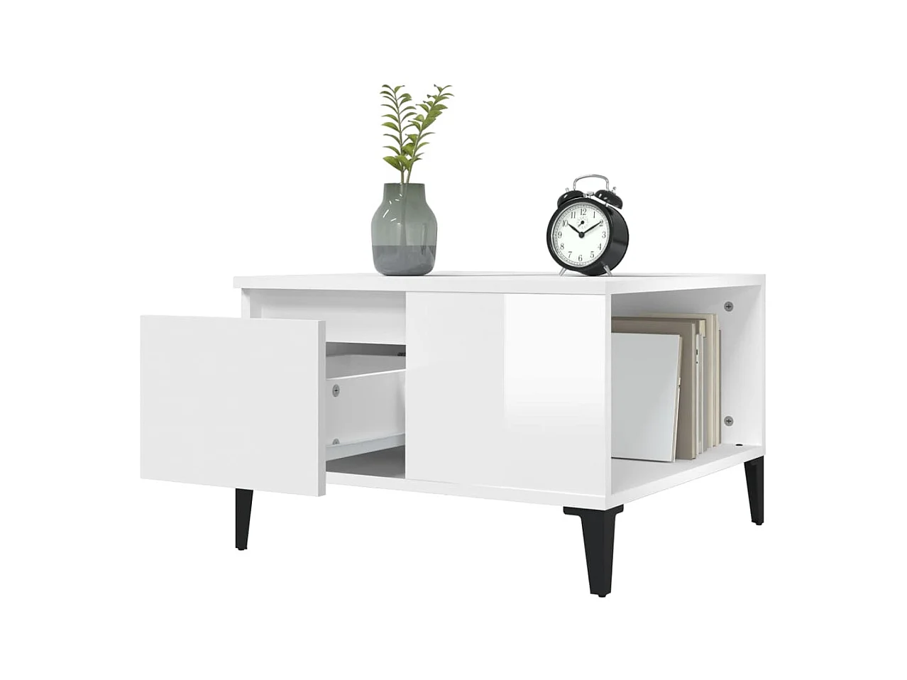 Salontafel 55x55x36,5 cm bewerkt hout hoogglans wit