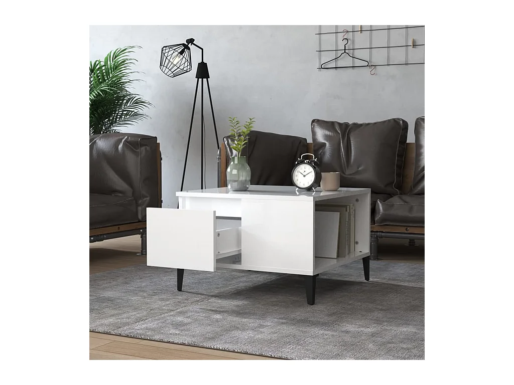 Salontafel 55x55x36,5 cm bewerkt hout hoogglans wit