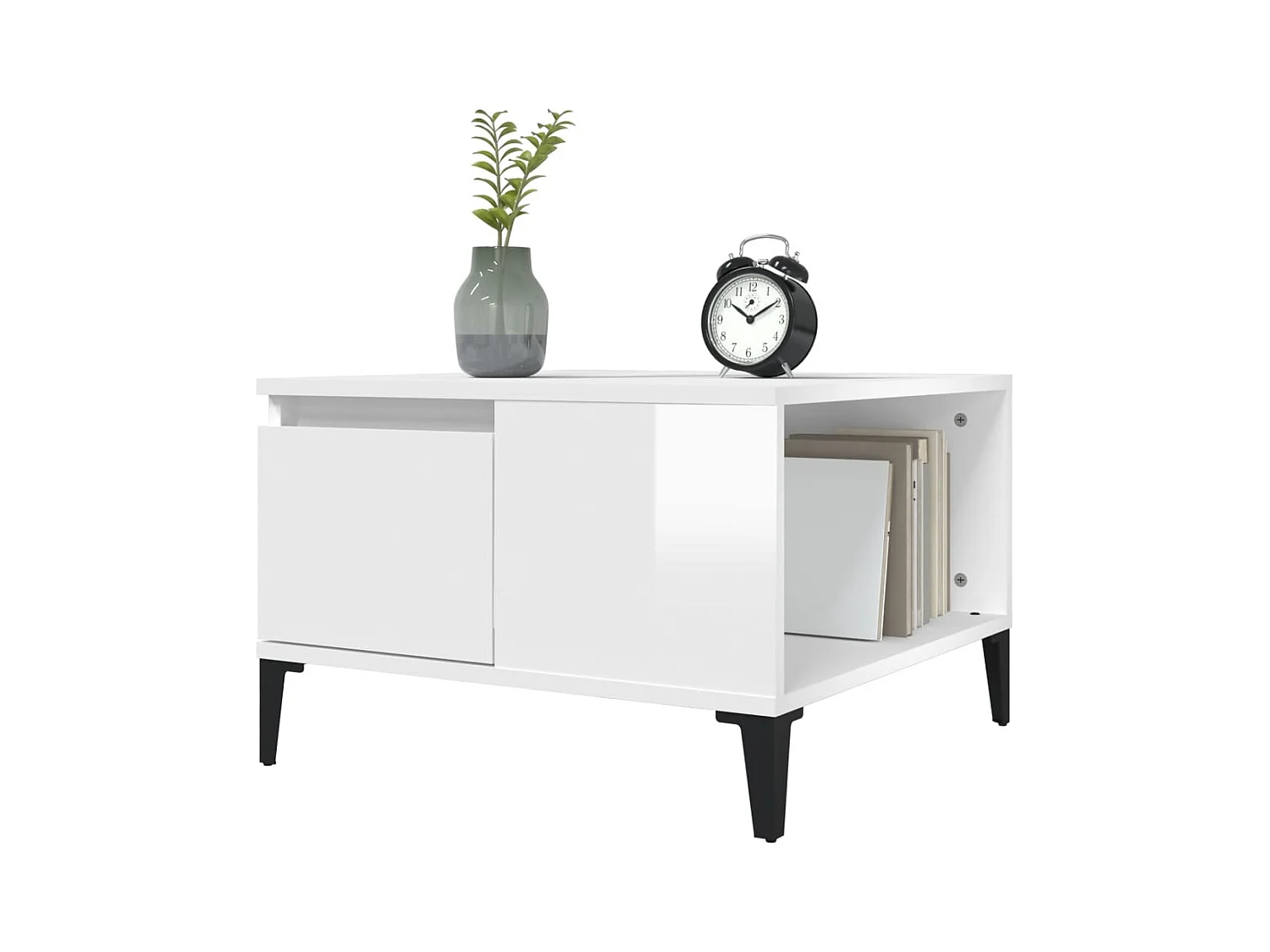 Salontafel 55x55x36,5 cm bewerkt hout hoogglans wit