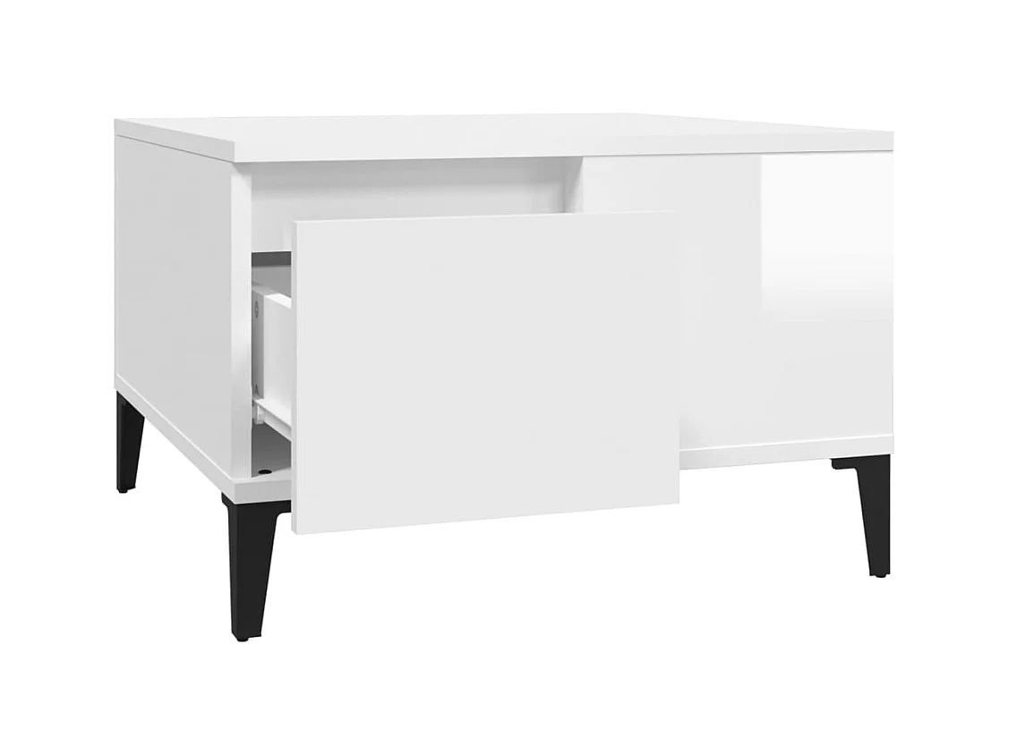 Salontafel 55x55x36,5 cm bewerkt hout hoogglans wit