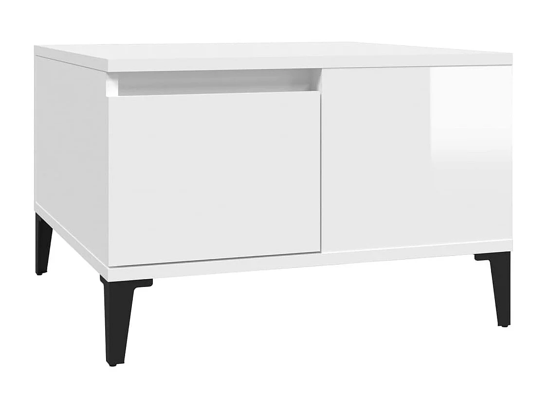 Table basse blanc brillant 55x55x36,5 bois d'ingénierie