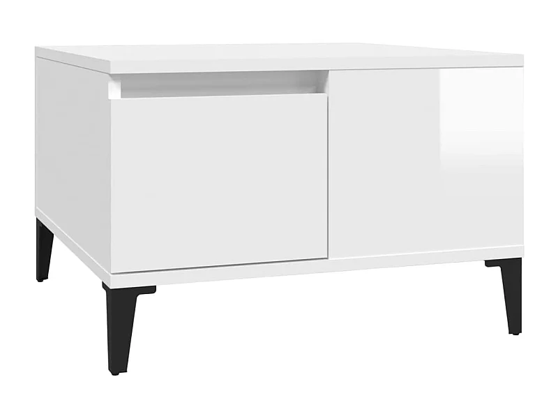 Table basse blanc brillant 55x55x36,5 bois d'ingénierie