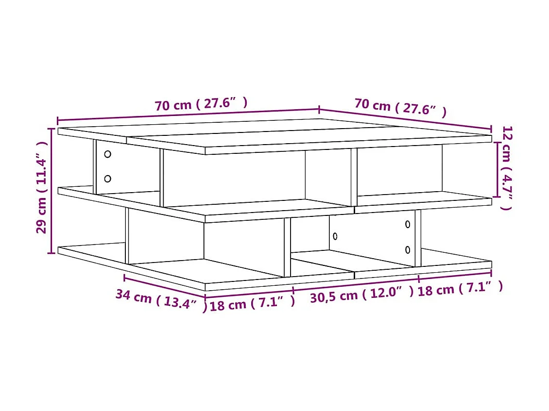 Table basse chêne sonoma 70x70x29 bois d'ingénierie