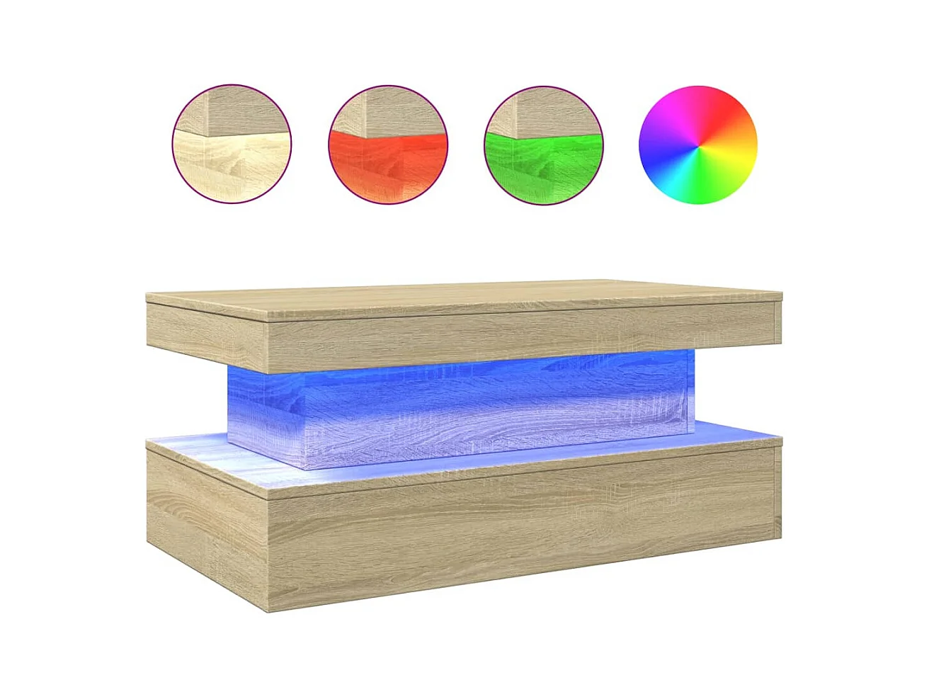 Table basse avec lumières LED chêne sonoma 90x50x40