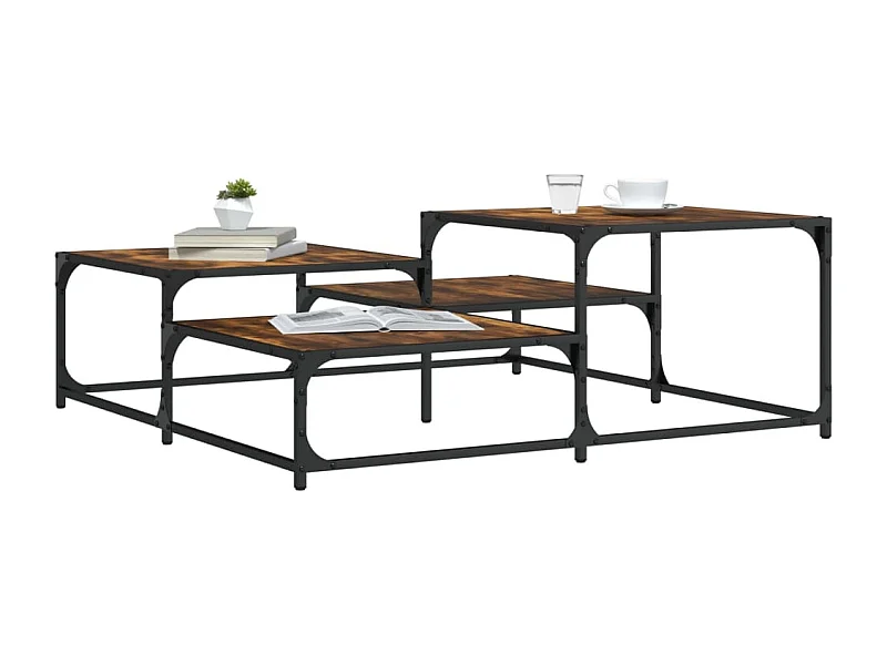 Table basse chêne fumé 107x107x40 bois d'ingénierie