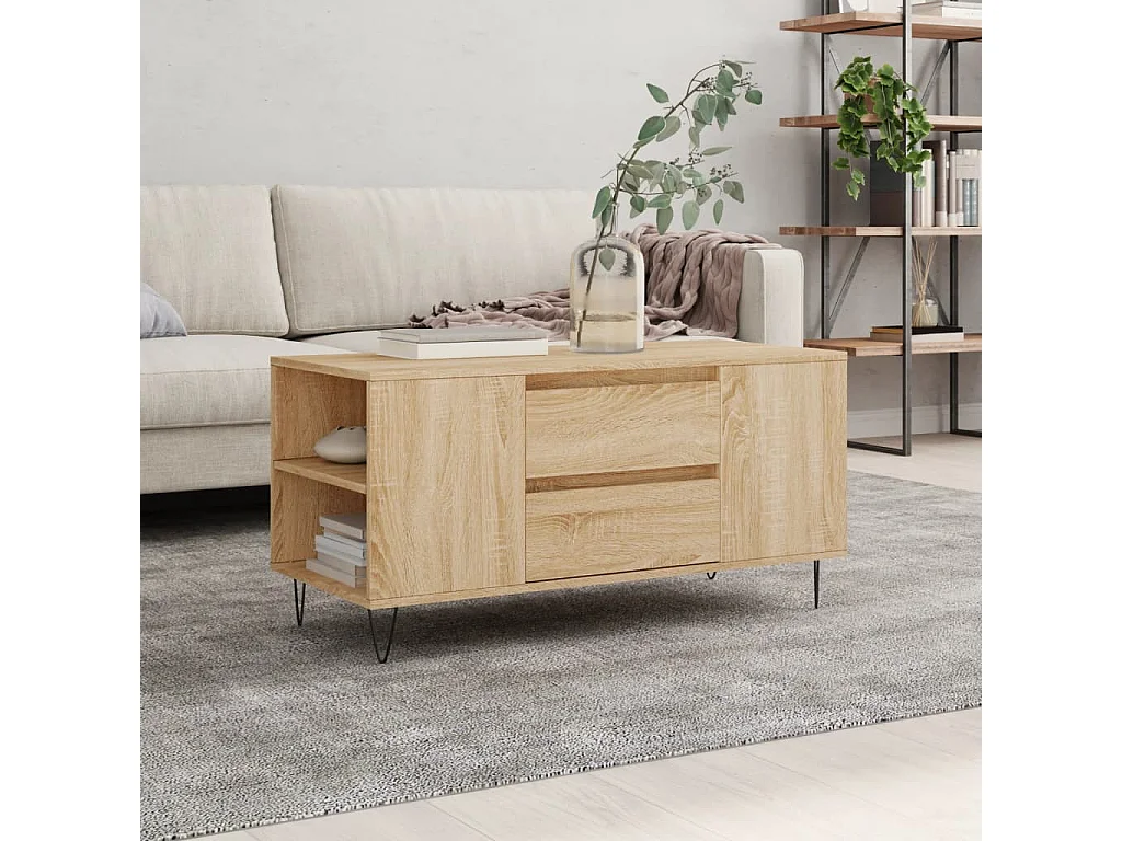 Table basse chêne sonoma 102x44,5x50 bois d'ingénierie