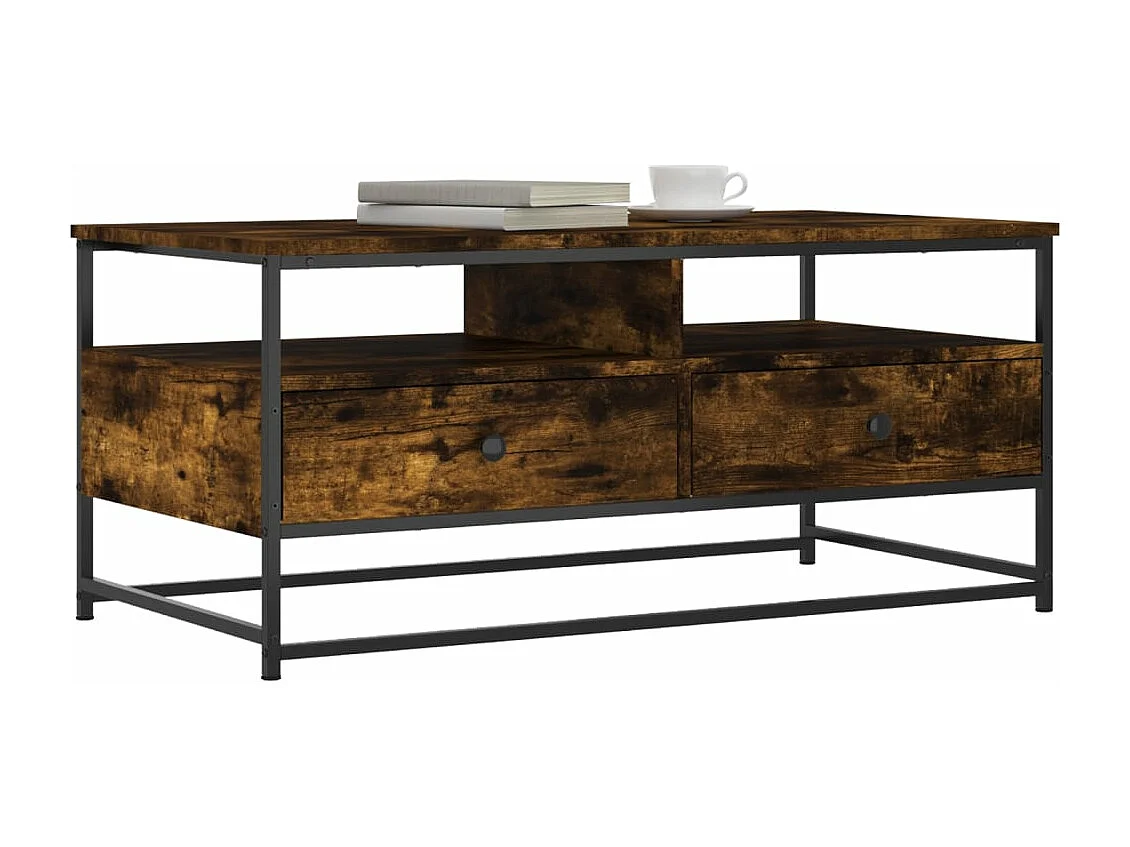 Table basse chêne fumé 100x51x45 bois d'ingénierie