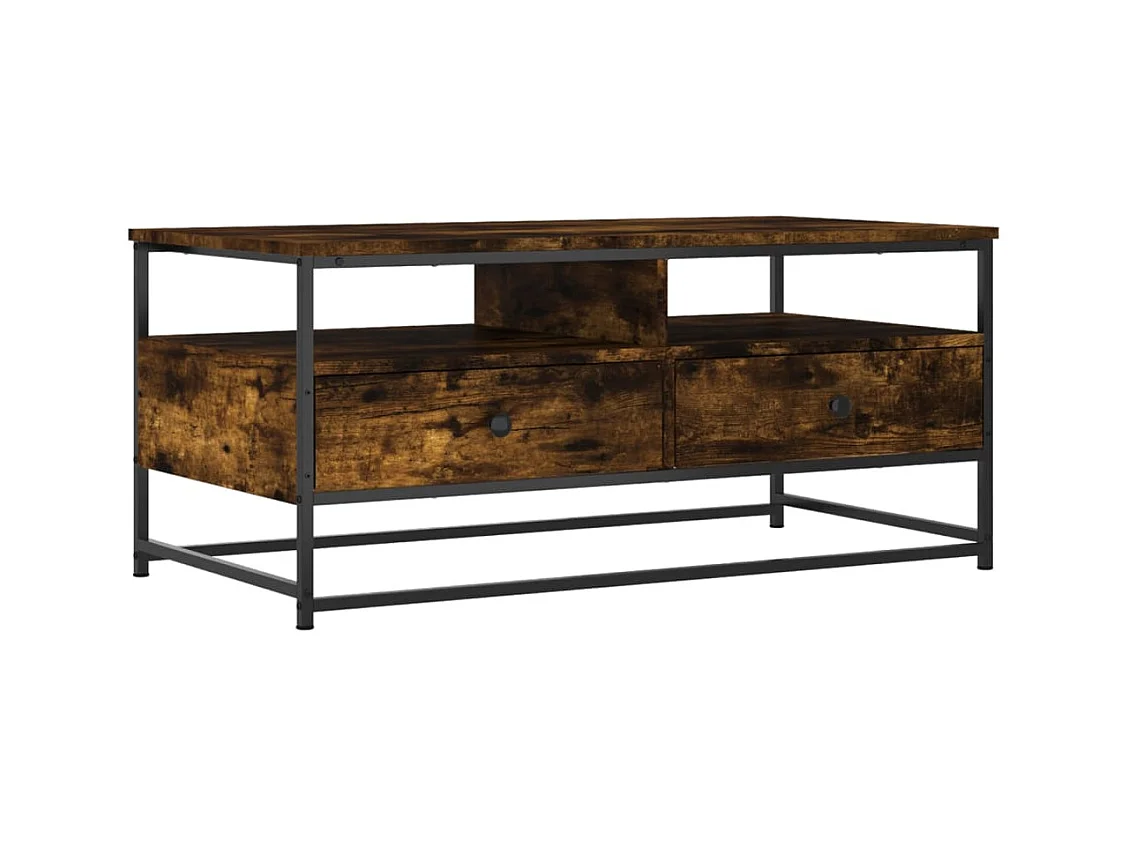 Table basse chêne fumé 100x51x45 bois d'ingénierie