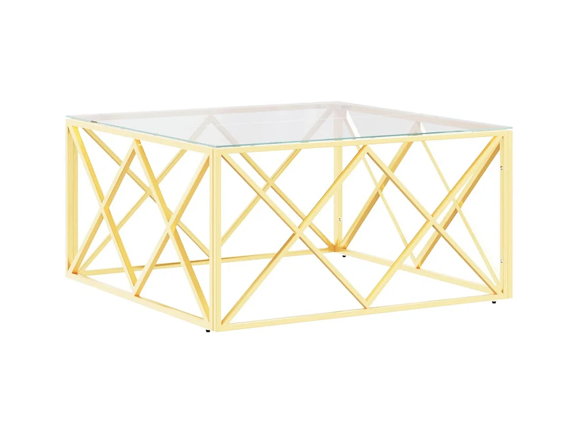 Table basse 80x80x40 acier inoxydable et verre