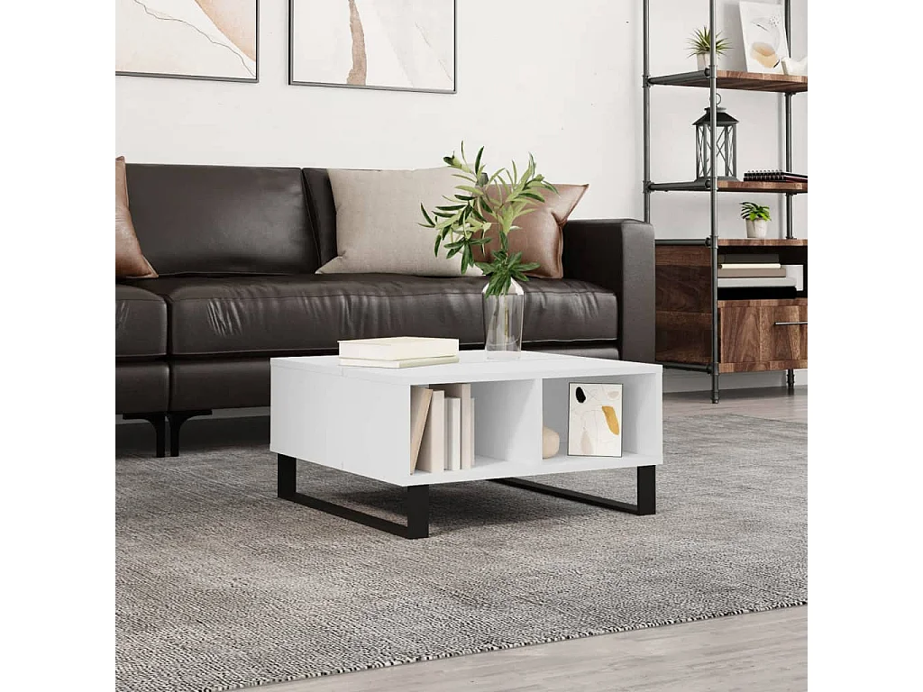 Table basse blanc 60x60x30 bois d'ingénierie