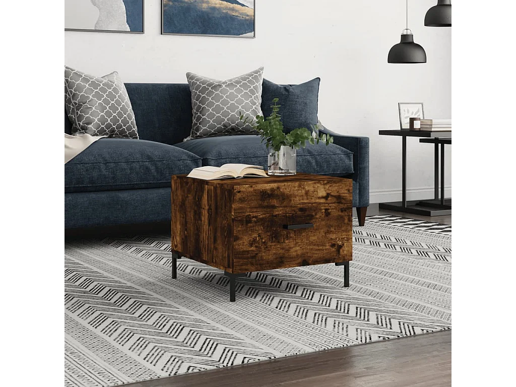 Table basse Chêne fumé 50x50x40 Bois d'ingénierie