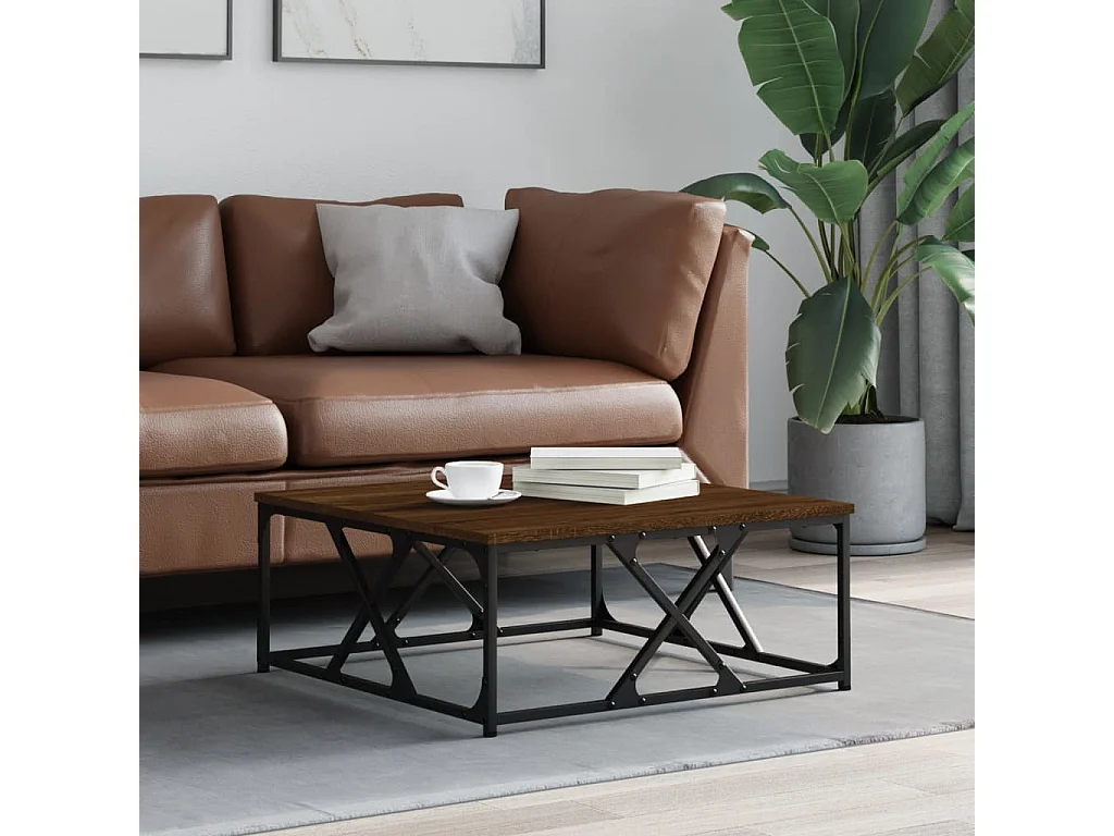 Table basse chêne marron 70x70x30 bois d'ingénierie