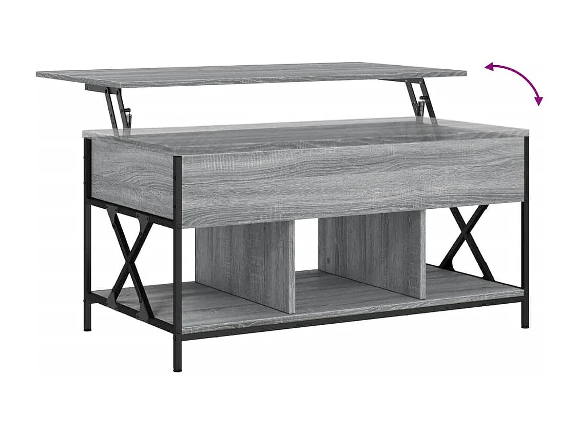 Table basse sonoma gris 100x55x50 bois d'ingénierie et métal