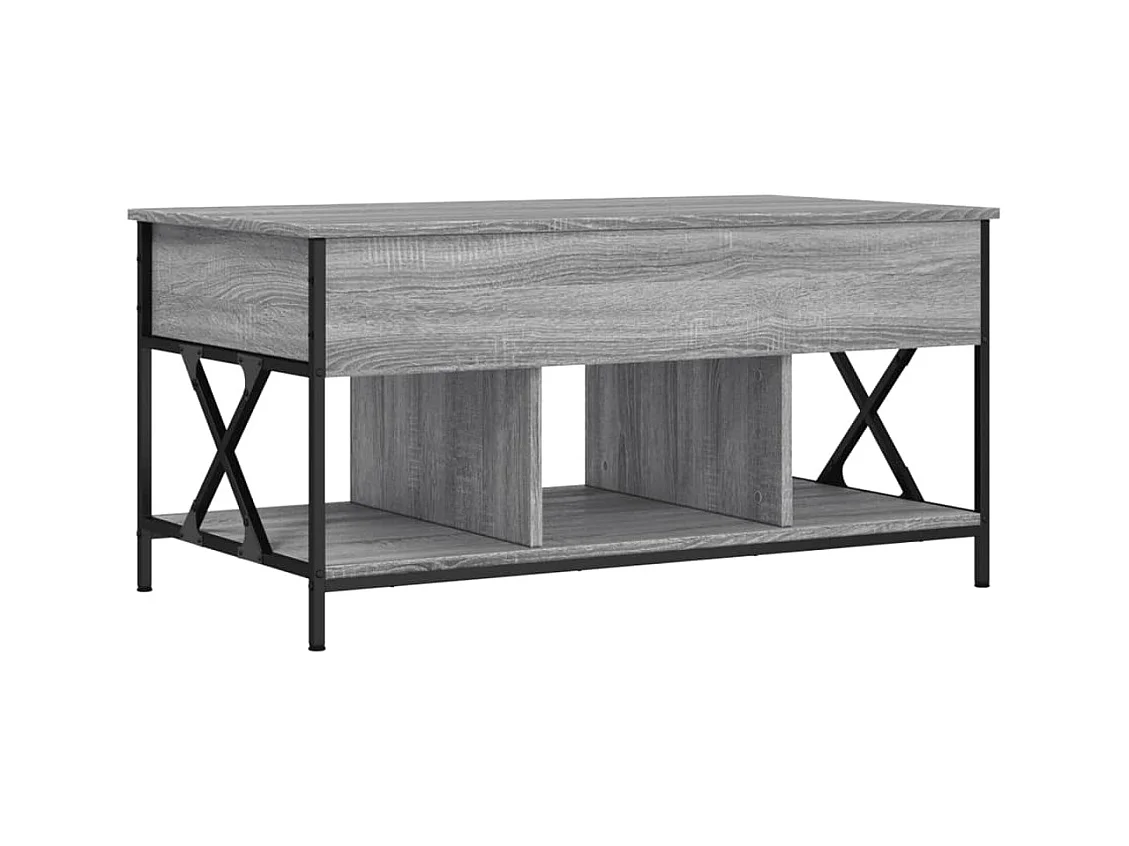 Table basse sonoma gris 100x55x50 bois d'ingénierie et métal