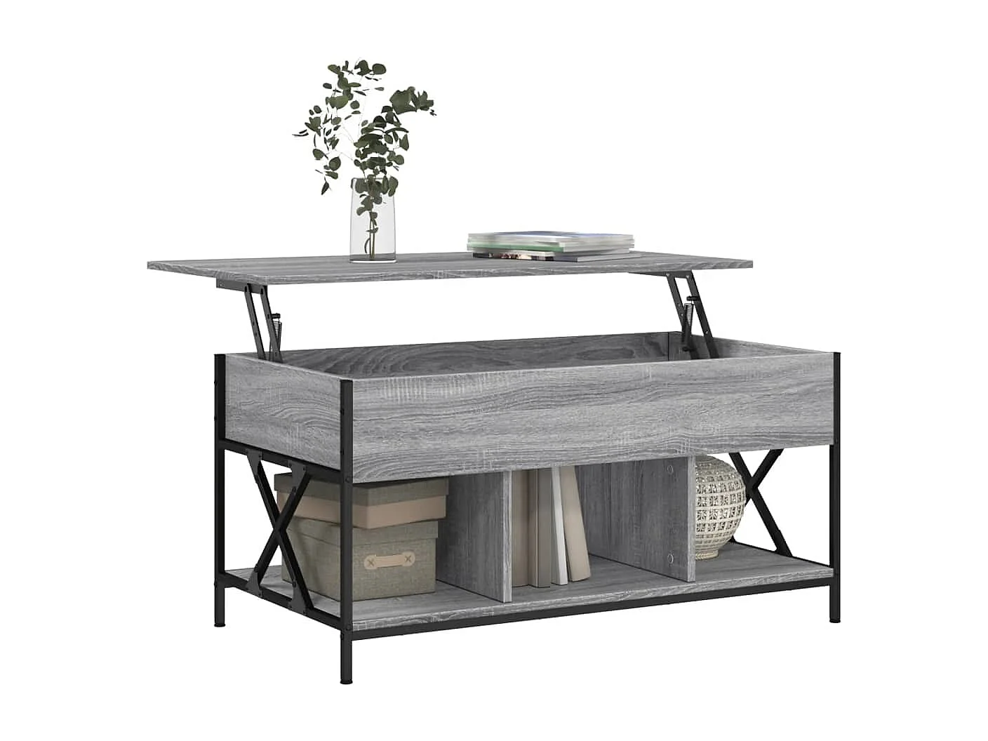 Table basse sonoma gris 100x55x50 bois d'ingénierie et métal