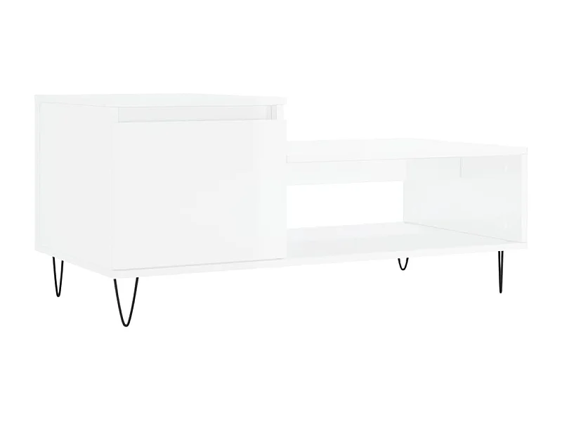 Table basse Blanc brillant 100x50x45 Bois d'ingénierie
