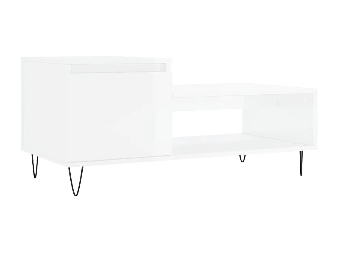 Table basse Blanc brillant 100x50x45 Bois d'ingénierie