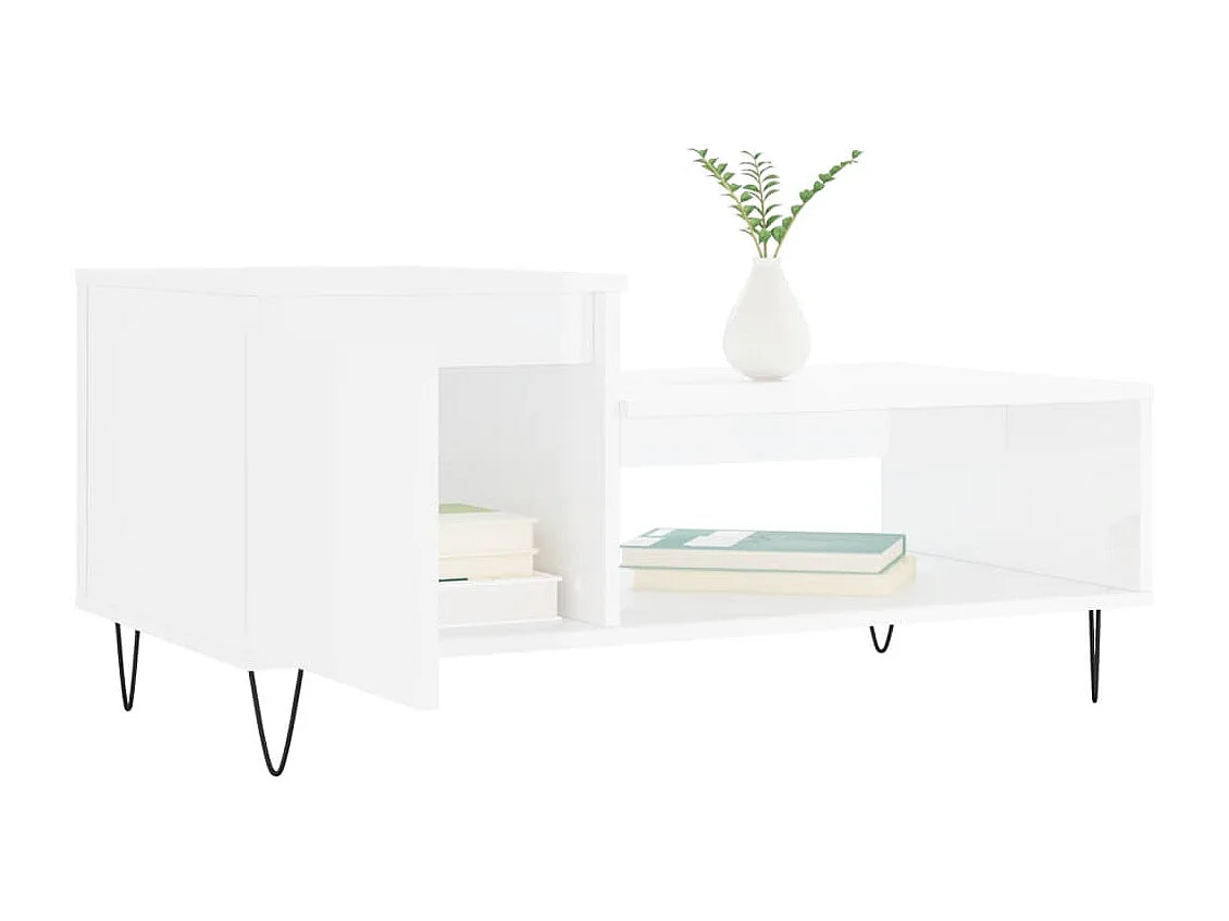 Table basse Blanc brillant 100x50x45 Bois d'ingénierie