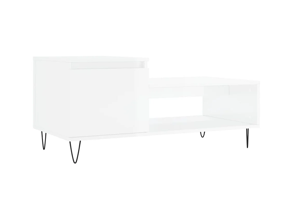 Table basse Blanc brillant 100x50x45 Bois d'ingénierie