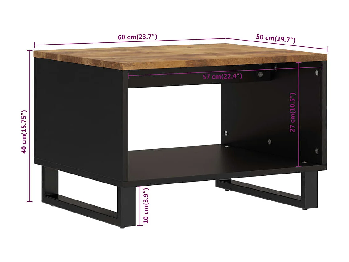 Table basse 60x50x40 bois de manguier massif