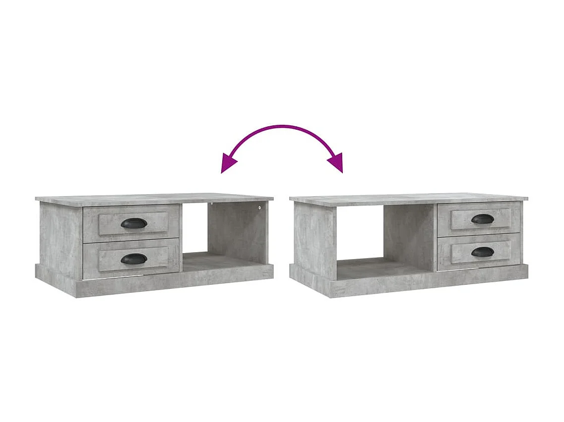 Table basse Gris béton 90x50x35 Bois d'ingénierie