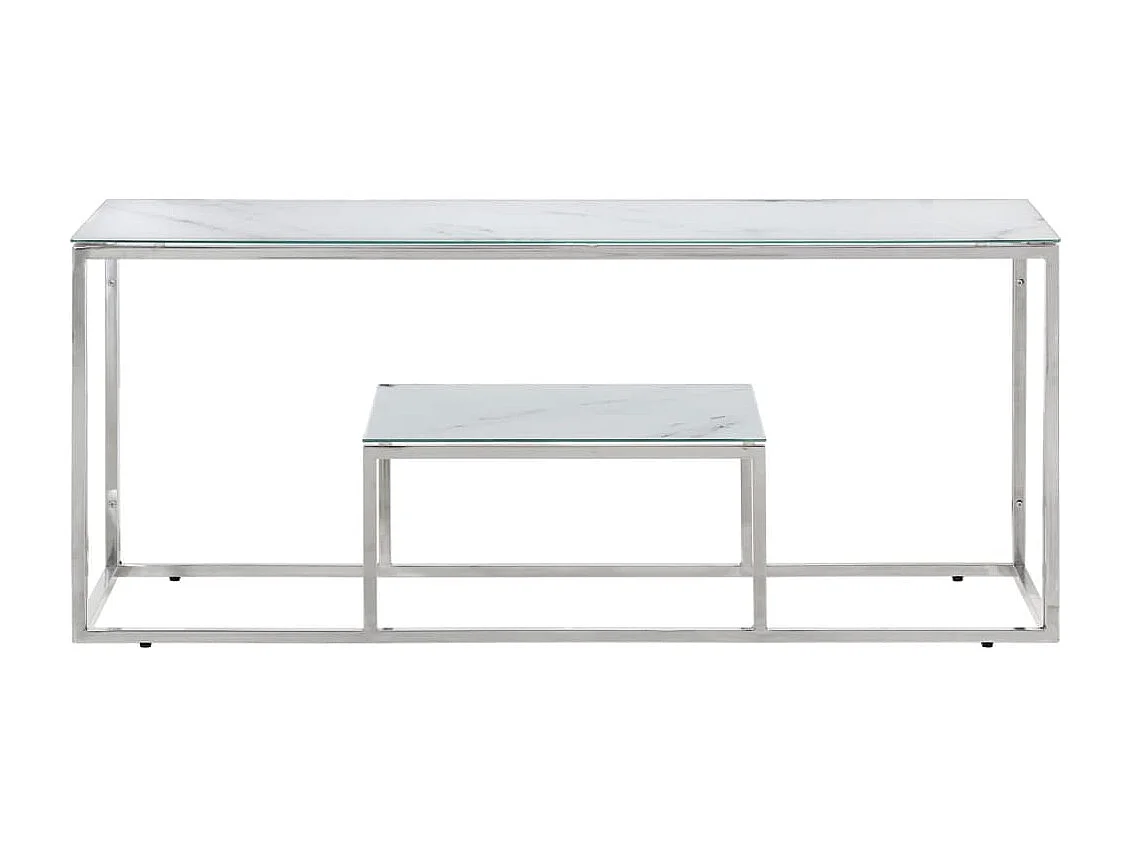 Table basse argenté acier inoxydable et verre trempé