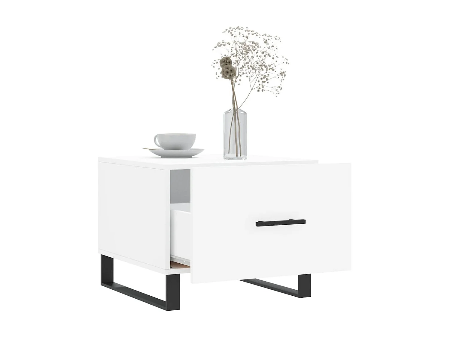 Table basse blanc 50x50x40 bois d'ingénierie